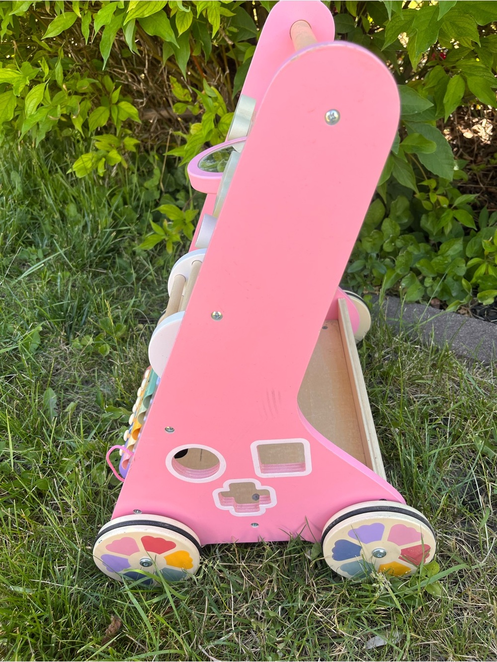 Wooden Baby Walker Activity Push Toy - Pink - Picture 3 of 7